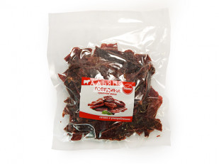 Деревенские гренки с чесноком: Говядина вяленая (строганина)