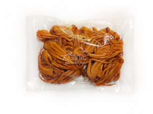 Горбуша теша (брюшки) холодного копчения: Кальмар щупальца (мелкие) холодного копчения